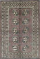 Brown Hand-Knotted Distressed Vintage Wool Rug - 5'6" x 8'3"
