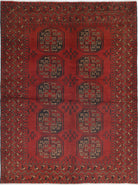 Ivory Hand-Knotted Afghan Tribal Geometric Wool Rug - 4'9" x 6'7"