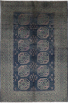 Ivory Hand-Knotted Afghan Tribal Geometric Wool Rug - 5'5" x 8'3"