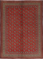 Ivory Hand-Knotted Afghan Tribal Geometric Wool Rug - 6'8" x 9'4"