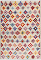 Ivory Hand-Knotted Tribal Geometric Wool Rug - 3'4" x 4'9"