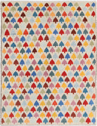 Ivory Hand-Knotted Tribal Geometric Wool Rug - 4'11" x 6'5"