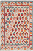 Ivory Hand-Knotted Tribal Geometric Wool Rug - 2'8" x 4'0"