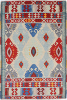 Ivory Hand-Knotted Tribal Geometric Wool Rug - 2'8" x 4'0"