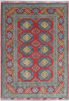 Red Hand-Knotted Distressed Vintage Wool Rug - 5'8" x 8'2"