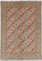 Green Hand-Knotted Distressed Vintage Wool Rug - 5'7" x 8'1"