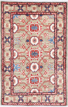 Green Hand-Knotted Distressed Vintage Wool Rug - 2'0" x 3'2"