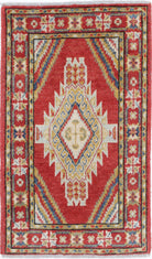 Red Hand-Knotted Distressed Vintage Wool Rug - 2'0" x 3'6"