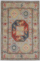 Grey Hand-Knotted Distressed Vintage Wool Rug - 2'0" x 3'2"
