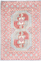 Grey Hand-Knotted Distressed Vintage Wool Rug - 2'1" x 2'11"