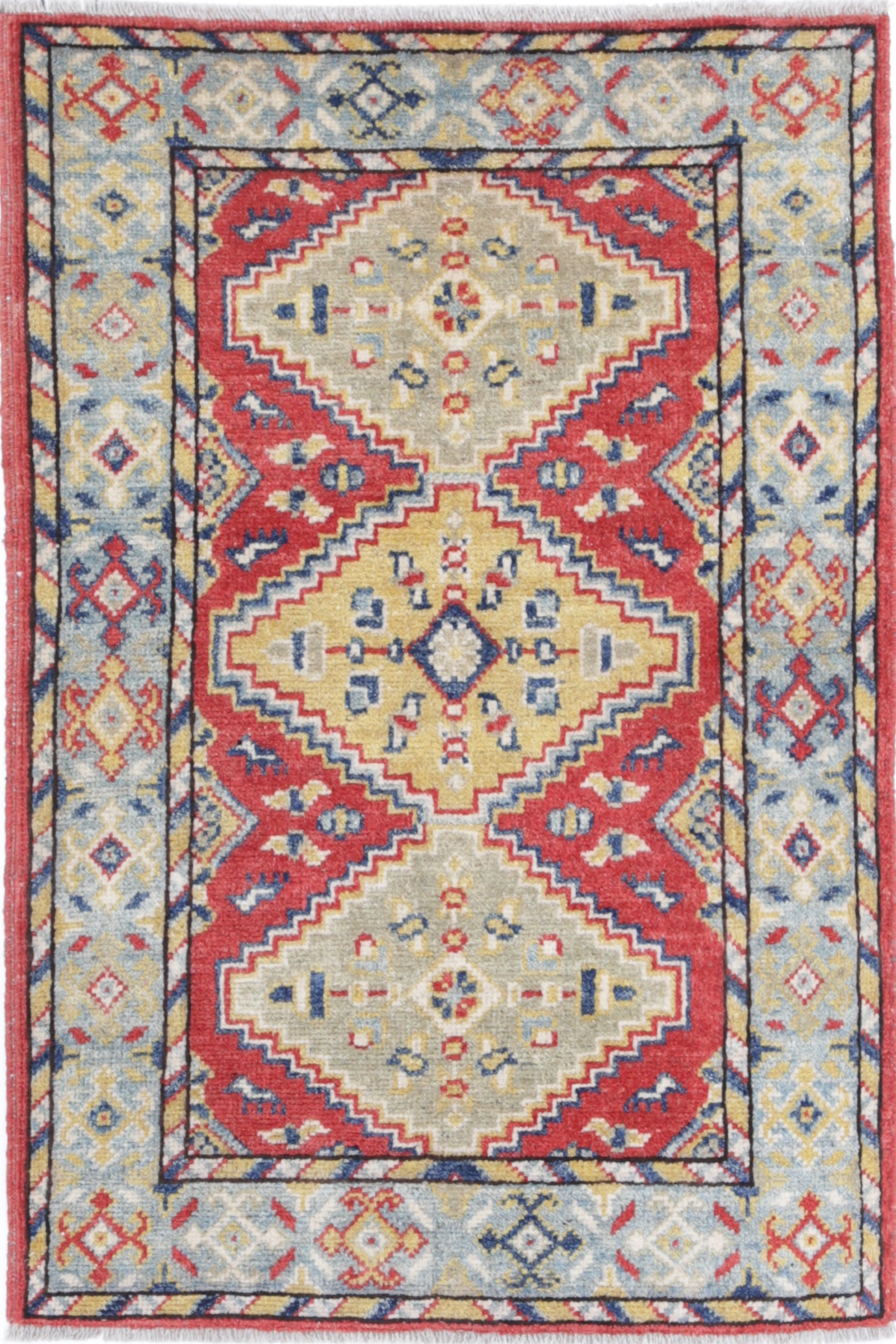 Red Hand-Knotted Distressed Vintage Wool Rug - 2'0" x 3'1"