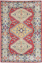 Red Hand-Knotted Distressed Vintage Wool Rug - 2'0" x 3'1"