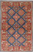 Blue Hand-Knotted Distressed Vintage Wool Rug - 2'8" x 4'2"