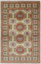 Ivory Hand-Knotted Distressed Vintage Wool Rug - 3'2" x 4'9"
