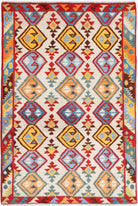 Ivory Hand-Knotted Tribal Geometric Wool Rug - 3'4" x 5'0"