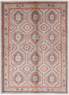 Grey Hand-Knotted Distressed Vintage Wool Rug - 5'8" x 7'9"