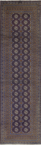 Ivory Hand-Knotted Afghan Tribal Geometric Wool Rug - 2'7" x 9'5"