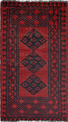Ivory Hand-Knotted Afghan Tribal Geometric Wool Rug - 1'7" x 2'11"