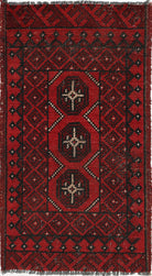 Ivory Hand-Knotted Afghan Tribal Geometric Wool Rug - 1'6" x 3'0"