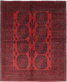 Ivory Hand-Knotted Afghan Tribal Geometric Wool Rug - 5'0" x 6'2"