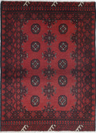 Ivory Hand-Knotted Afghan Tribal Geometric Wool Rug - 2'4" x 4'6"