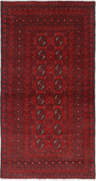 Ivory Hand-Knotted Afghan Tribal Geometric Wool Rug - 3'1" x 6'1"