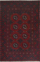 Ivory Hand-Knotted Afghan Tribal Geometric Wool Rug - 2'6" x 3'10"