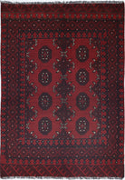 Ivory Hand-Knotted Afghan Tribal Geometric Wool Rug - 2'2" x 4'6"