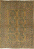 Ivory Hand-Knotted Afghan Tribal Geometric Wool Rug - 5'1" x 7'4"