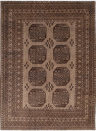 Ivory Hand-Knotted Afghan Tribal Geometric Wool Rug - 5'6" x 7'7"
