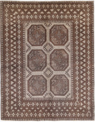 Ivory Hand-Knotted Afghan Tribal Geometric Wool Rug - 5'0" x 6'3"