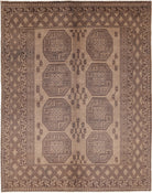 Ivory Hand-Knotted Afghan Tribal Geometric Wool Rug - 5'0" x 6'4"