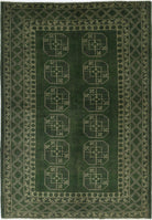 Ivory Hand-Knotted Afghan Tribal Geometric Wool Rug - 5'3" x 7'8"