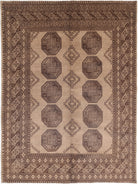 Ivory Hand-Knotted Afghan Tribal Geometric Wool Rug - 5'6" x 7'8"