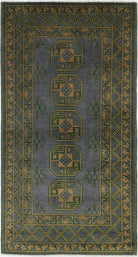 Grey Hand-Knotted Distressed Vintage Wool Rug - 3'3" x 6'5"