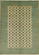 Ivory Hand-Knotted Afghan Tribal Geometric Wool Rug - 6'7" x 9'8"