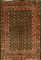 Ivory Hand-Knotted Afghan Tribal Geometric Wool Rug - 6'6" x 9'8"