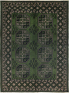 Ivory Hand-Knotted Afghan Tribal Geometric Wool Rug - 4'10" x 6'5"