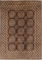 Ivory Hand-Knotted Afghan Tribal Geometric Wool Rug - 6'4" x 9'3"