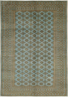 Ivory Hand-Knotted Afghan Tribal Geometric Wool Rug - 6'4" x 9'3"
