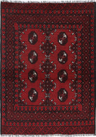 Ivory Hand-Knotted Afghan Tribal Geometric Wool Rug - 3'1" x 4'6"