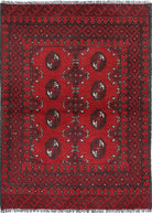 Ivory Hand-Knotted Afghan Tribal Geometric Wool Rug - 3'1" x 4'6"