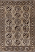 Ivory Hand-Knotted Afghan Tribal Geometric Wool Rug - 6'3" x 9'7"