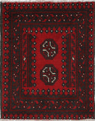 Ivory Hand-Knotted Afghan Tribal Geometric Wool Rug - 1'8" x 2'2"