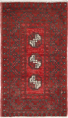 Ivory Hand-Knotted Afghan Tribal Geometric Wool Rug - 1'7" x 2'11"