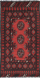 Ivory Hand-Knotted Afghan Tribal Geometric Wool Rug - 1'6" x 3'0"