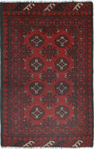 Ivory Hand-Knotted Afghan Tribal Geometric Wool Rug - 2'5" x 3'11"