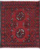 Ivory Hand-Knotted Afghan Tribal Geometric Wool Rug - 1'9" x 2'1"