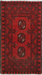 Ivory Hand-Knotted Afghan Tribal Geometric Wool Rug - 1'8" x 3'0"