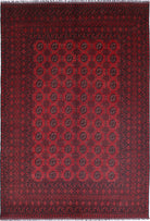 Ivory Hand-Knotted Afghan Tribal Geometric Wool Rug - 6'5" x 9'5"
